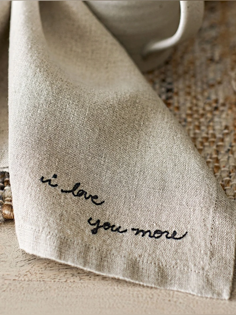 Pottery Barn My Favorite Embroidered Linen Napkins - Set of 4 - NWT